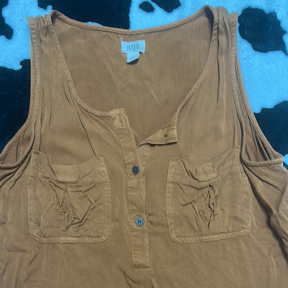 Anthropologie Tan Sleeveless Polo Tank Top